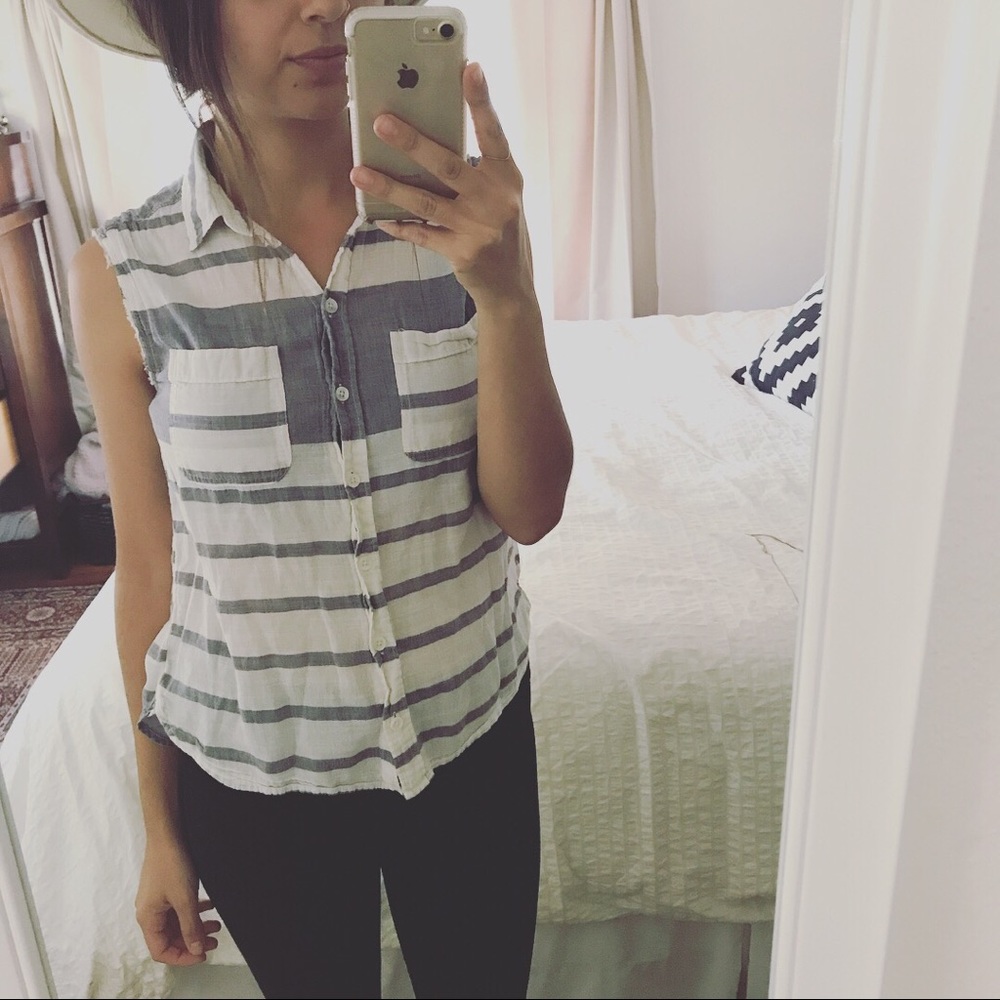 buttoned-up tank top